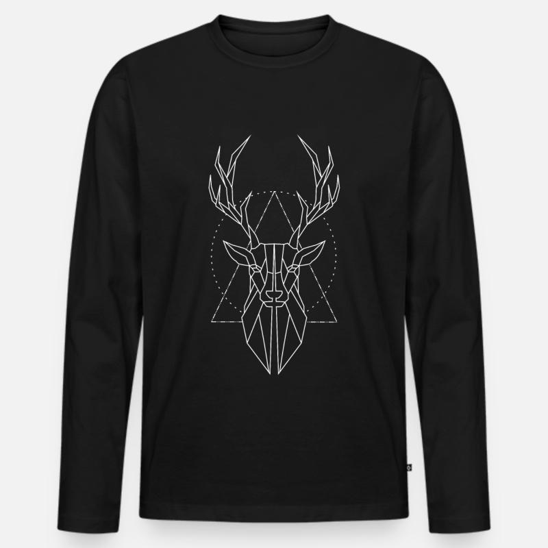 Hirsch - Männer Premium Bio Langarmshirt - Schwarz