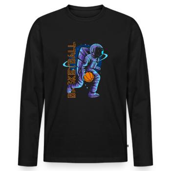 Basketball Astronaut - Männer Premium Bio Langarmshirt - Schwarz - Vorne - Nico (187cm)