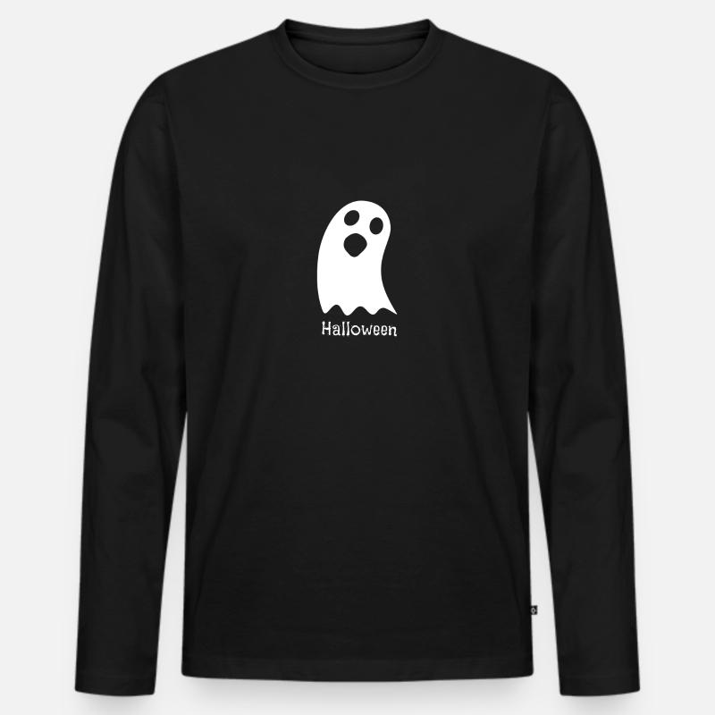 Süßer Halloween Geist - Männer Premium Bio Langarmshirt - Schwarz