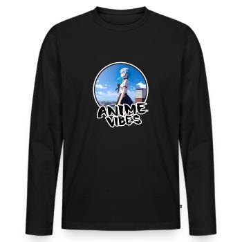 Écolière d’anime sur le toit - Chemise d’anime - T-shirt manches longues Premium bio Homme - noir - Devant - Nico (187cm)