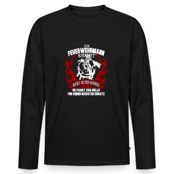 Feuerwehr - Männer Premium Bio Langarmshirt - Schwarz - Vorne - Nico (187cm)