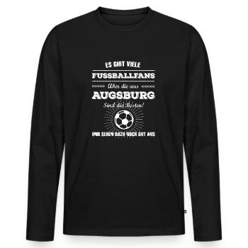 Augsburg - Männer Premium Bio Langarmshirt - Schwarz - Vorne - Nico (187cm)
