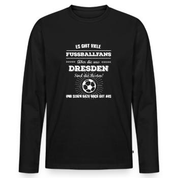 Dresden - Männer Premium Bio Langarmshirt - Schwarz - Vorne - Nico (187cm)