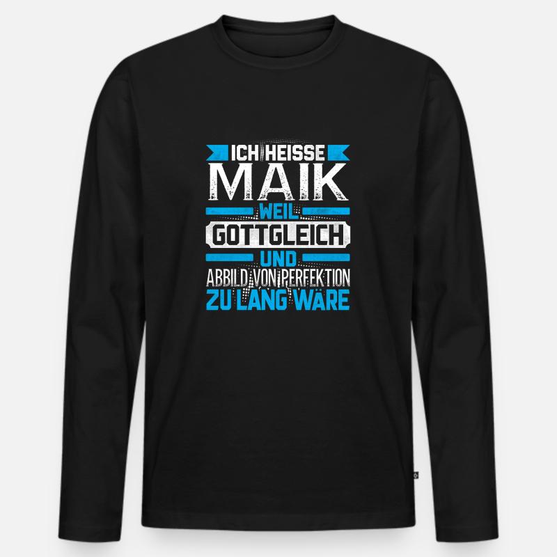 MAIK - Gottgleich - Männer Premium Bio Langarmshirt - Schwarz