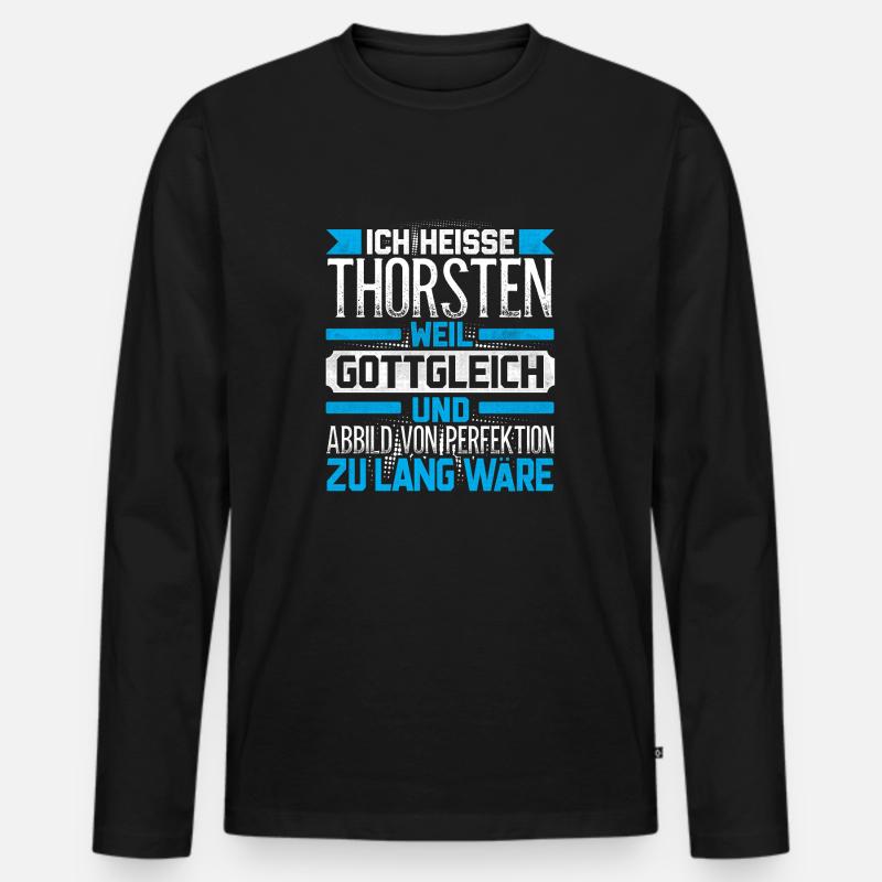 THORSTEN - Gottgleich - Männer Premium Bio Langarmshirt - Schwarz