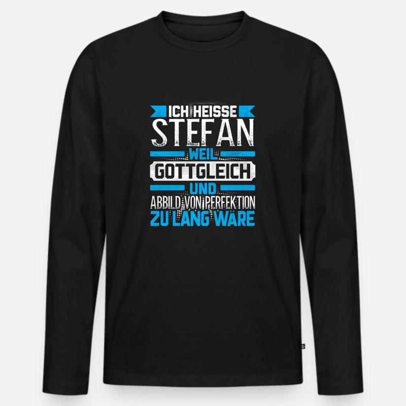 STEFAN - Gottgleich - Männer Premium Bio Langarmshirt - Schwarz