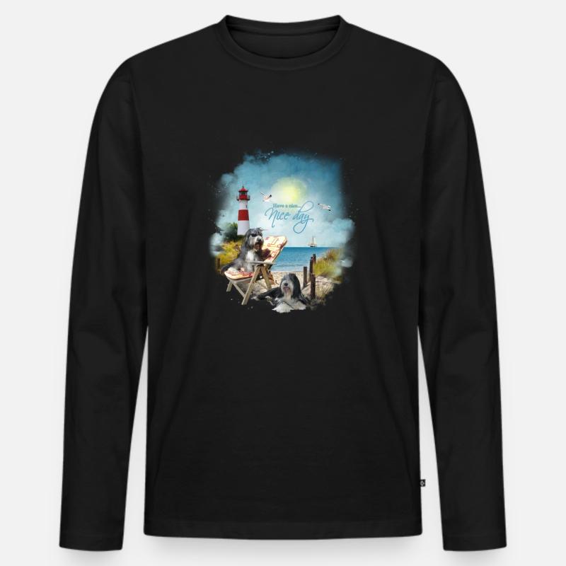Bearded Collie - maritim - Männer Premium Bio Langarmshirt - Schwarz