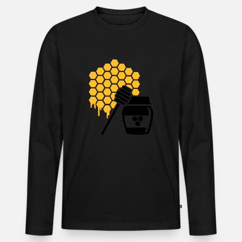 Honig - Männer Premium Bio Langarmshirt - Schwarz