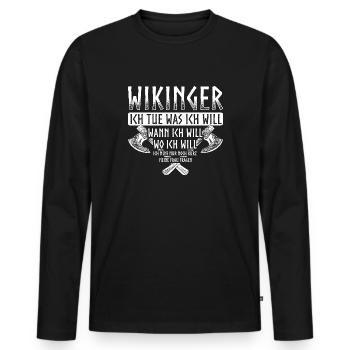 Wikinger Thor - Männer Premium Bio Langarmshirt - Schwarz - Vorne - Nico (187cm)