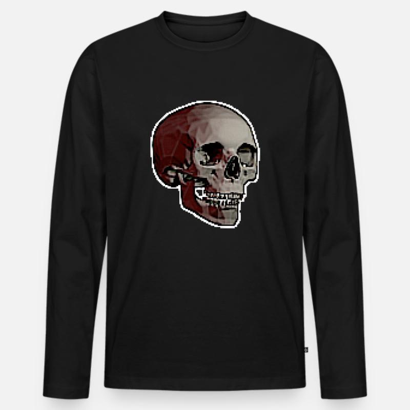 PIXEL SKULL - Männer Premium Bio Langarmshirt - Schwarz