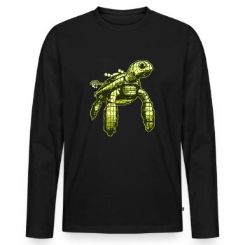 Video Game 8 Bit Turtle - Men's Premium Organic Long Sleeve Shirt - black - Front - Nico (187cm)