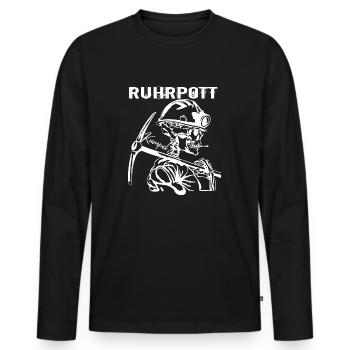 Ruhrpott Skull Bergmann - Männer Premium Bio Langarmshirt - Schwarz - Vorne - Nico (187cm)