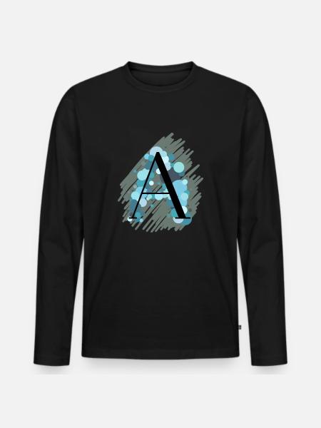 Buchstabe A - türkis - Männer Premium Bio Langarmshirt - Schwarz
