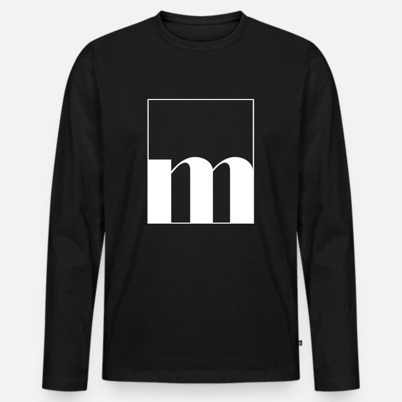 Buchstaben-Alphabet m - Männer Premium Bio Langarmshirt - Schwarz