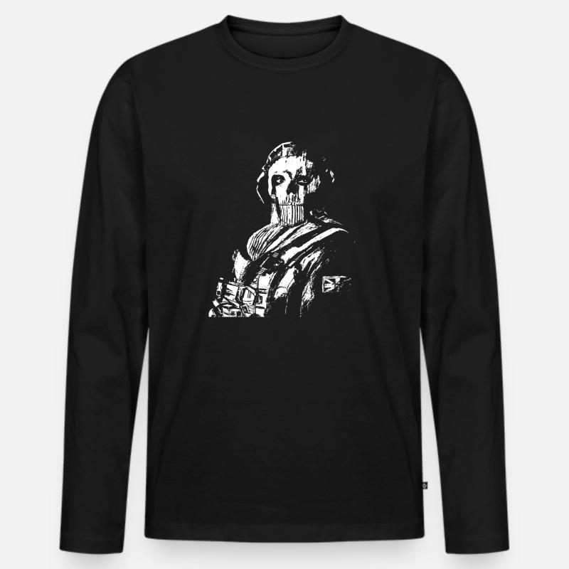 COD Ghost meme - Männer Premium Bio Langarmshirt - Schwarz