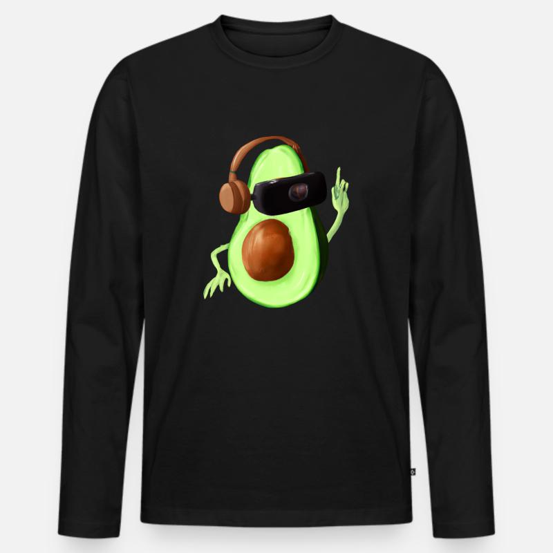 Avocado _ 02 - Männer Premium Bio Langarmshirt - Schwarz
