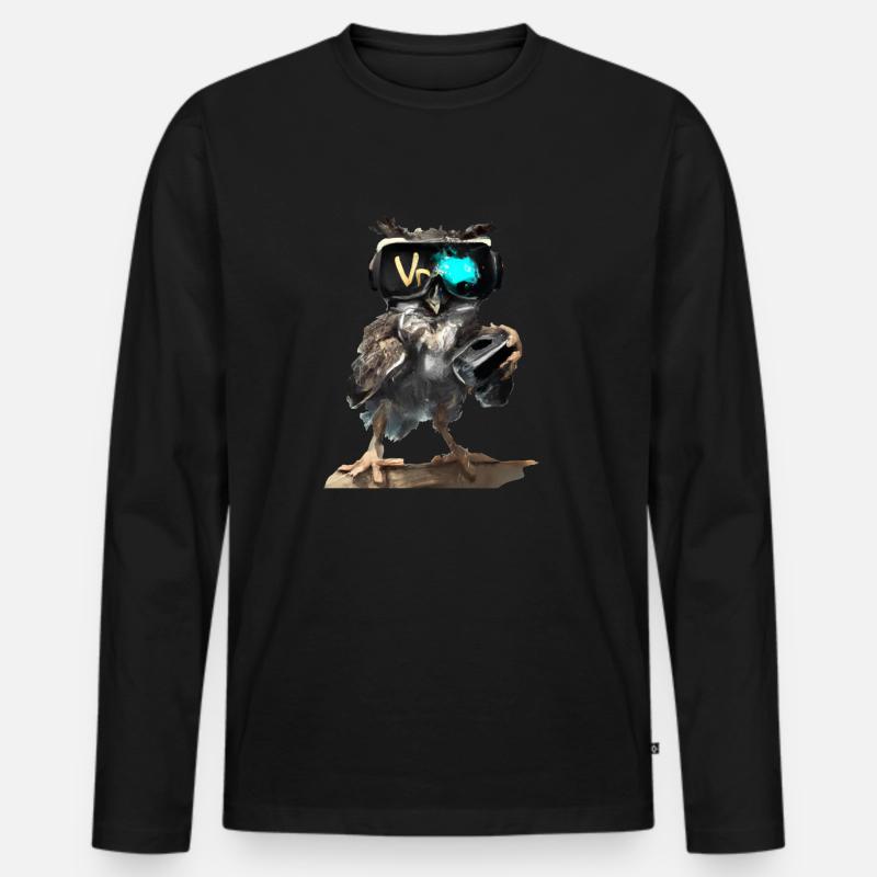 Eule _ 04 - Männer Premium Bio Langarmshirt - Schwarz