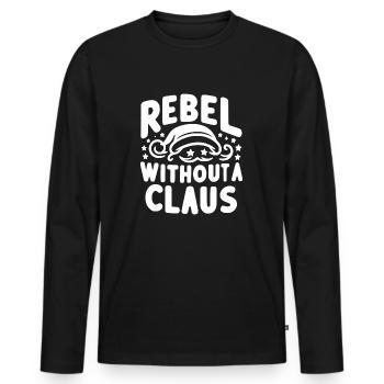 Rebell ohne Claus - Männer Premium Bio Langarmshirt - Schwarz - Vorne - Nico (187cm)