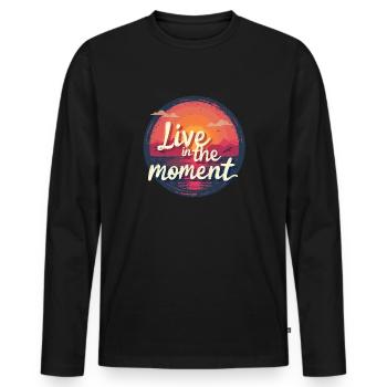 Vintage look with an inspiring saying - Men's Premium Organic Long Sleeve Shirt - black - Front - Nico (187cm)