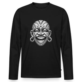 Mask - Men's Premium Organic Long Sleeve Shirt - black - Front - Nico (187cm)