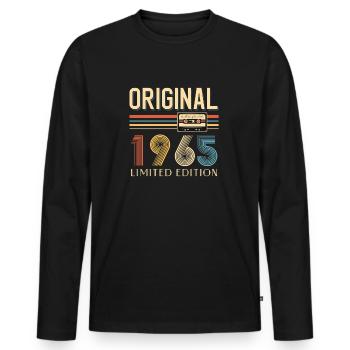 60th Birthday Original 1965 60 Years Old Gift - Men's Premium Organic Long Sleeve Shirt - black - Front - Nico (187cm)
