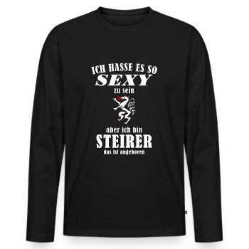 Sexy Steirer – Es ist einfach angeboren - Männer Premium Bio Langarmshirt - Schwarz - Vorne - Nico (187cm)