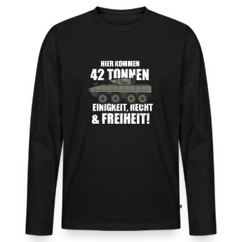 Militär Panzer - Männer Premium Bio Langarmshirt - Schwarz - Vorne - Nico (187cm)
