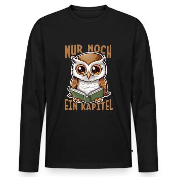 Buch Bücherwurm Eule Leseratte Lesen Bibliothek - Männer Premium Bio Langarmshirt - Schwarz - Vorne - Nico (187cm)
