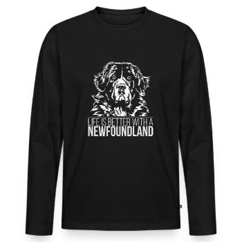 TERRE NEUVE La vie est meilleure L'idée de cadeau de Wilsign - T-shirt manches longues Premium bio Homme - noir - Devant - Nico (187cm)