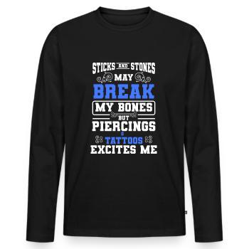 Piercing Job Body Jewelry Piercing Studio - Men's Premium Organic Long Sleeve Shirt - black - Front - Nico (187cm)