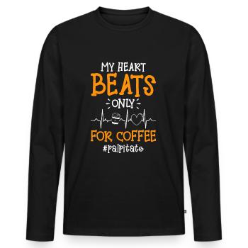 Coffee bean fatigue Milk and sugar - Men's Premium Organic Long Sleeve Shirt - black - Front - Nico (187cm)