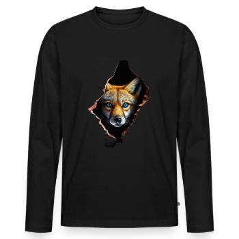 Fuchs Fuchsmotiv Tiere Geschenk Kunst Tiermotiv - Männer Premium Bio Langarmshirt - Schwarz - Vorne - Nico (187cm)
