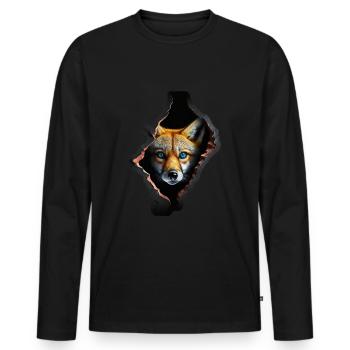 Fuchs Fuchsmotiv Tiere Geschenk Kunst Tiermotiv - Männer Premium Bio Langarmshirt - Schwarz - Vorne - Nico (187cm)