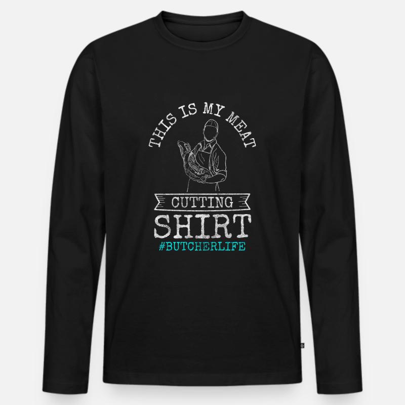 Fleischer Fleischerei Rind - Männer Premium Bio Langarmshirt - Schwarz