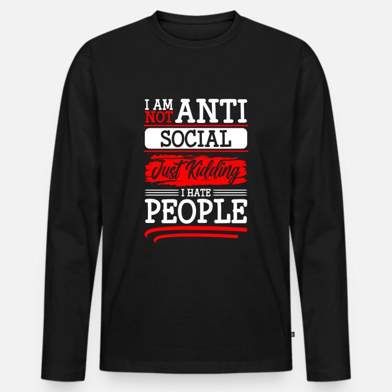 Hass Menschenhasser - Männer Premium Bio Langarmshirt - Schwarz