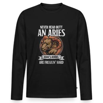 Anniversaire Bélier Superstition Fire - T-shirt manches longues Premium bio Homme - noir - Devant - Nico (187cm)