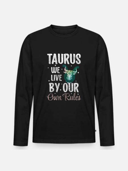 Taurus Earth Birth Symbol - Men's Premium Organic Long Sleeve Shirt - black