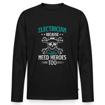 Electricité Hommes Watt Lightning - T-shirt manches longues Premium bio Homme - noir - Devant - Nico (187cm)