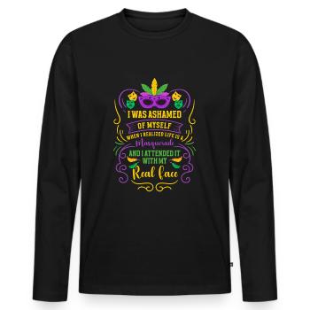 Festival du déguisement Second Face - T-shirt manches longues Premium bio Homme - noir - Devant - Nico (187cm)