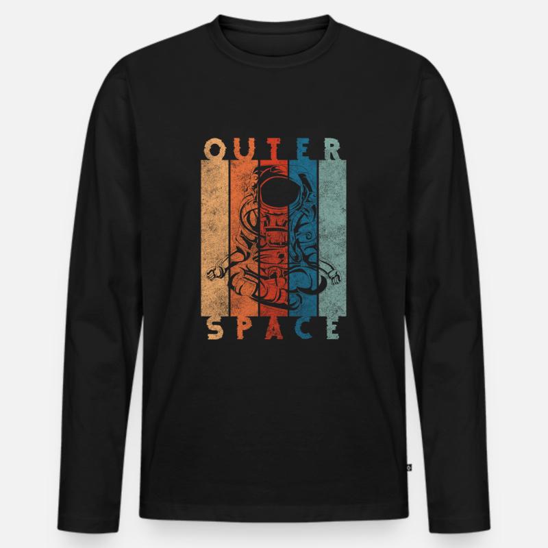 Astronaut Planet Kosmos - Männer Premium Bio Langarmshirt - Schwarz
