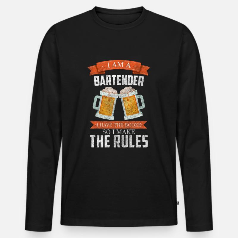 Bar Disko Whiskey Beruf - Männer Premium Bio Langarmshirt - Schwarz