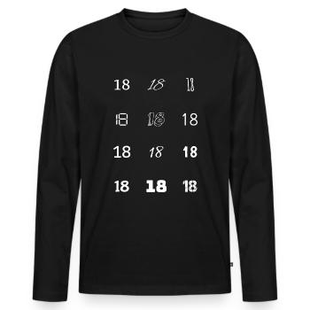 pour ses 18 ans - T-shirt manches longues Premium bio Homme - noir - Devant - Nico (187cm)