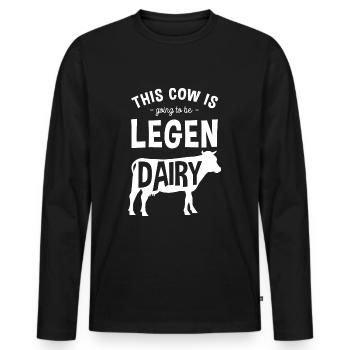 Vache Fermière Moo Animal Love - T-shirt manches longues Premium bio Homme - noir - Devant - Nico (187cm)