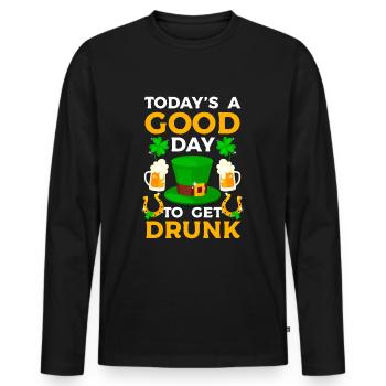Irlande Trèfle Vacances Celtique - T-shirt manches longues Premium bio Homme - noir - Devant - Nico (187cm)