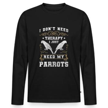 Birds Plumage Grey Parrot Exotic - Men's Premium Organic Long Sleeve Shirt - black - Front - Nico (187cm)