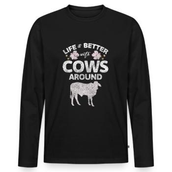 cow milk udder dairy cow - Men's Premium Organic Long Sleeve Shirt - black - Front - Nico (187cm)