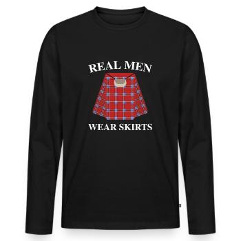 Echte Männer tragen Röcke - Männer Premium Bio Langarmshirt - Schwarz - Vorne - Nico (187cm)