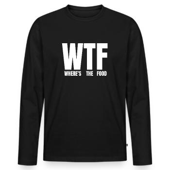 WTF Wo ist das Essen? - Männer Premium Bio Langarmshirt - Schwarz - Vorne - Nico (187cm)