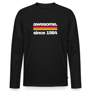 awesome since 1984 - Männer Premium Bio Langarmshirt - Schwarz - Vorne - Nico (187cm)