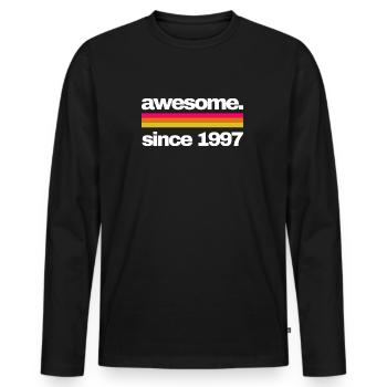 awesome since 1997 - Männer Premium Bio Langarmshirt - Schwarz - Vorne - Nico (187cm)